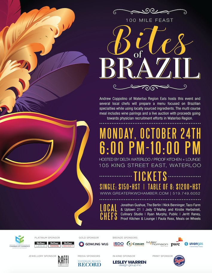 Bites of Brazil Greater KW Chamber of Commerce Kitchener Waterloo Events Local Chefs